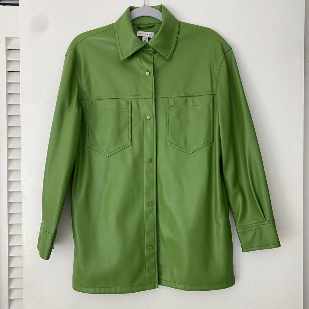 Topshop Maddie Vegan Leather Shirt Jacket